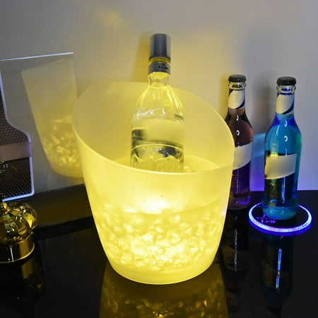 

Wesracia Kitchen Organization Ice Bucket With Color Changing LED Double Layer For Beer Drinks