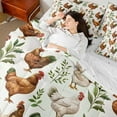 thumbnail image 4 of Homewish Farm Animal Chicken 7 Pieces Bedding Comforter Set,Country Leaves Full Bedding Set,White Green Brown Fitted Sheet Flat Sheet For Kids,Luxury Bedroom Decor Reversible, 4 of 8