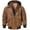 Brown with Hood, variant on FLAVOR Men's Leather Bomber Jacket Brown Air Force Aviator (S, Brown)