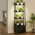 thumbnail image 6 of HRYGD Plant Stand Indoor with Grow Lights 5 Tier 63" Metal Wood Ladder Shelf with Drawer Black, 6 of 8