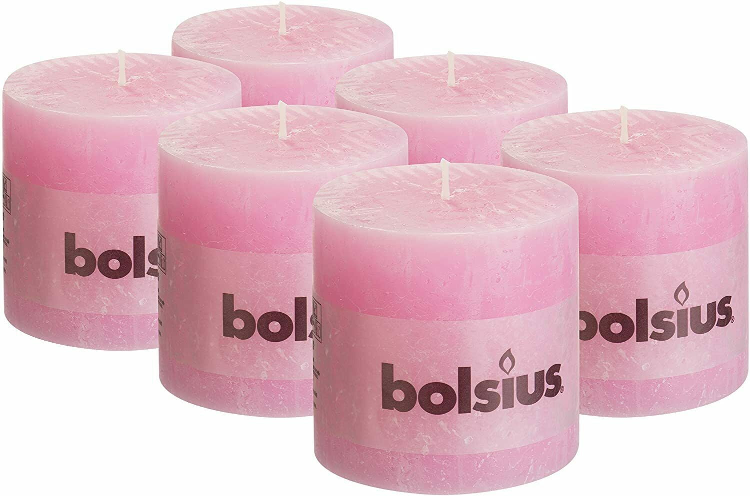 Bolsius Rustic Pink 4 X 4" Unscented Pillar Romantic Dinner Candles for