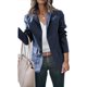 thumbnail image 3 of Chaqueta Femenina Con Cuello Vuelto, Chaqueta De Mujer De Un Solo Pecho Transpirable Para Citas Para Ir De Compras ANGGREK azul marino L, 3 of 6