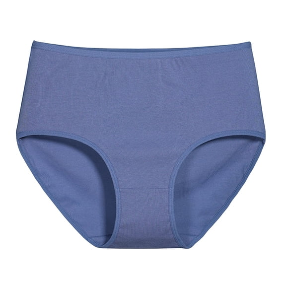 Lumtrix Womens Comfort Cotton Brief High Waisted Stretch Underwear Breathable Solid Color Panties Royal Blue L