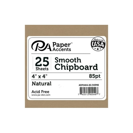 UPC: 0740512900497 | Paper Accents Chipboard 4 x 4  2X Heavy 85pt Natural 25pc