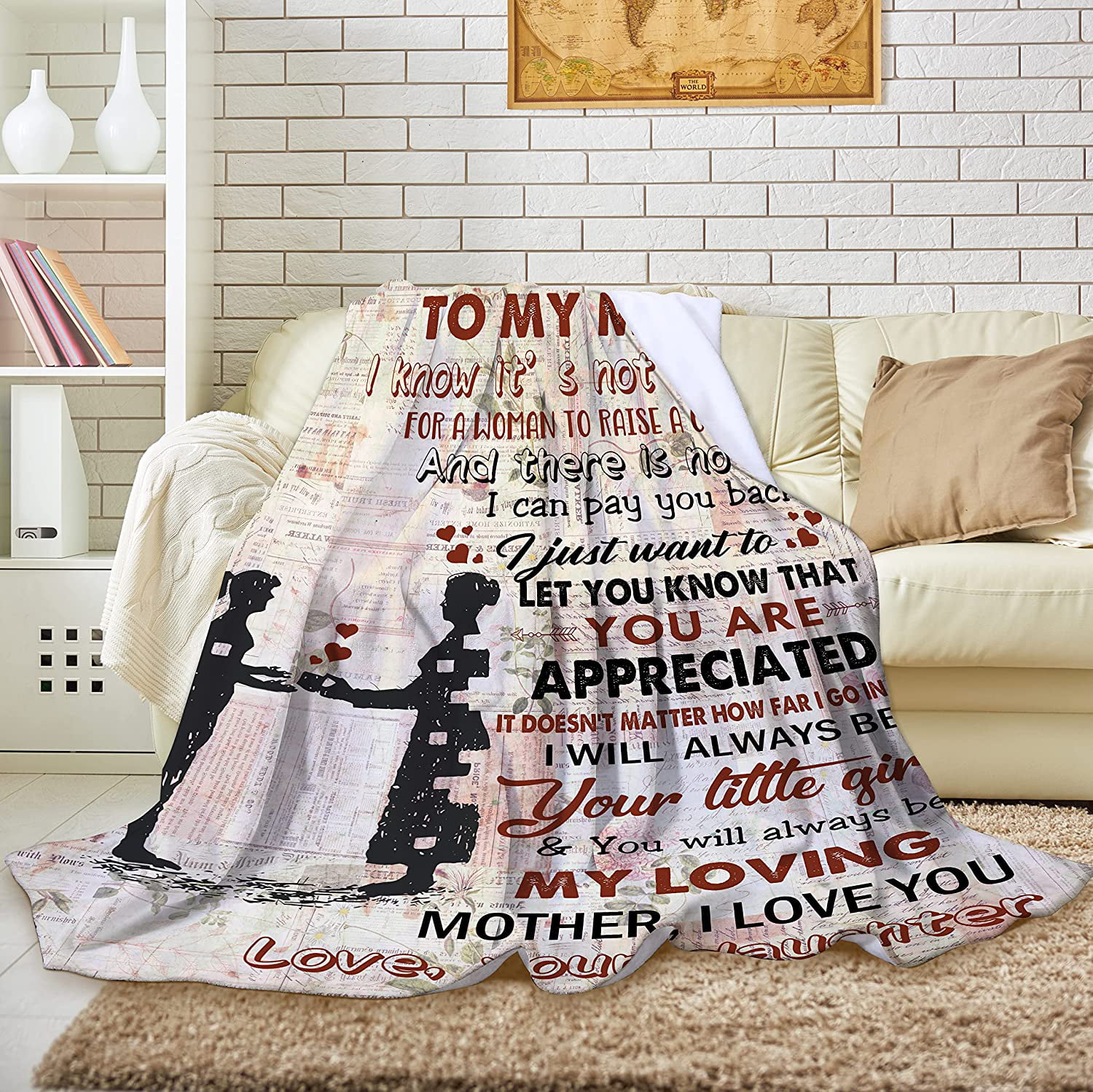 Personalized throw blanket gift for Mom or Dad, thanking them for being who  they are, what Mom has meant to you since birth.