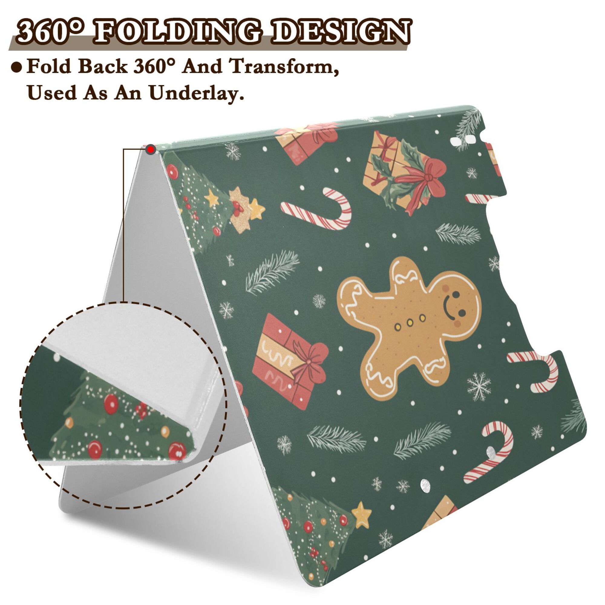 FORMRS A4 Clipboard Folder with Pen Holder Horizontal Foldable School Office Binder, Brown Christmas Gingerbread