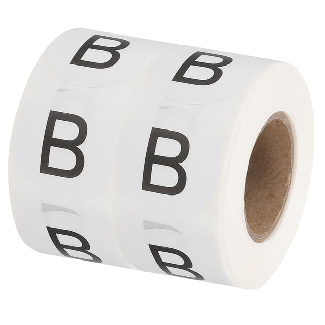 Etiquetas de inventario de letras Uxcell, etiquetas redondas autoadhesivas de letras mayúsculas de 1 pulgada (2 rollos / Total 1000 piezas)