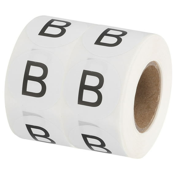 Etiquetas de inventario de letras Uxcell, etiquetas redondas autoadhesivas de letras mayúsculas de 1 pulgada (2 rollos / Total 1000 piezas)