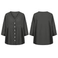 thumbnail image 5 of Stamzod Cardigan for Women Casual Cotton Linen Button Up Shirt Jacket Plus Size 3/4 Length Sleeve Womens Tops Gray L, 5 of 7