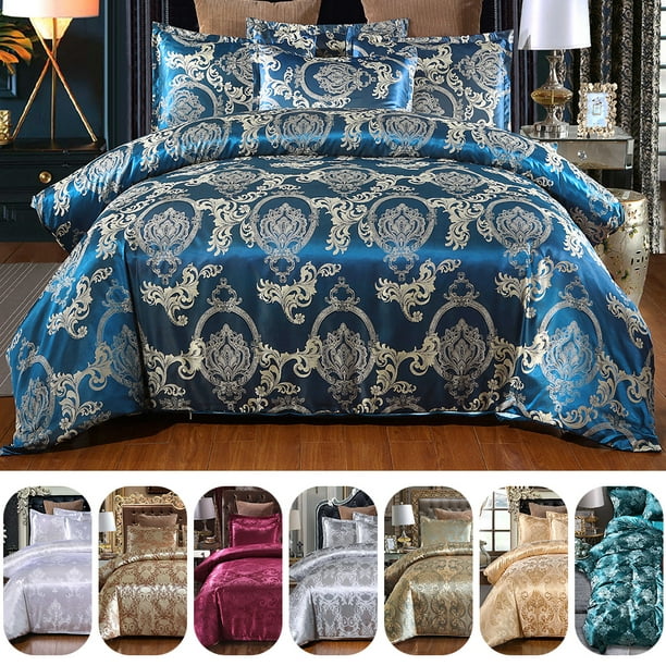 Luxury Pintuck Duvet Twin Full Queen, Blue And Gold King Size Duvet Cover Set