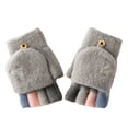 thumbnail image 1 of Guantes de invierno sin dedos, mitones convertibles, forro polar térmico, forro aislante, resistente al viento, cálido para hombres y mujeres, color negro, 1 of 6