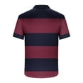thumbnail image 3 of Hvogkswy Mens T-shirts Striped Print Short Sleeve Lapel Neck Button Half Shirts Comfortable Breathable Daily Streetwear Summer Casual Tops, 3 of 4