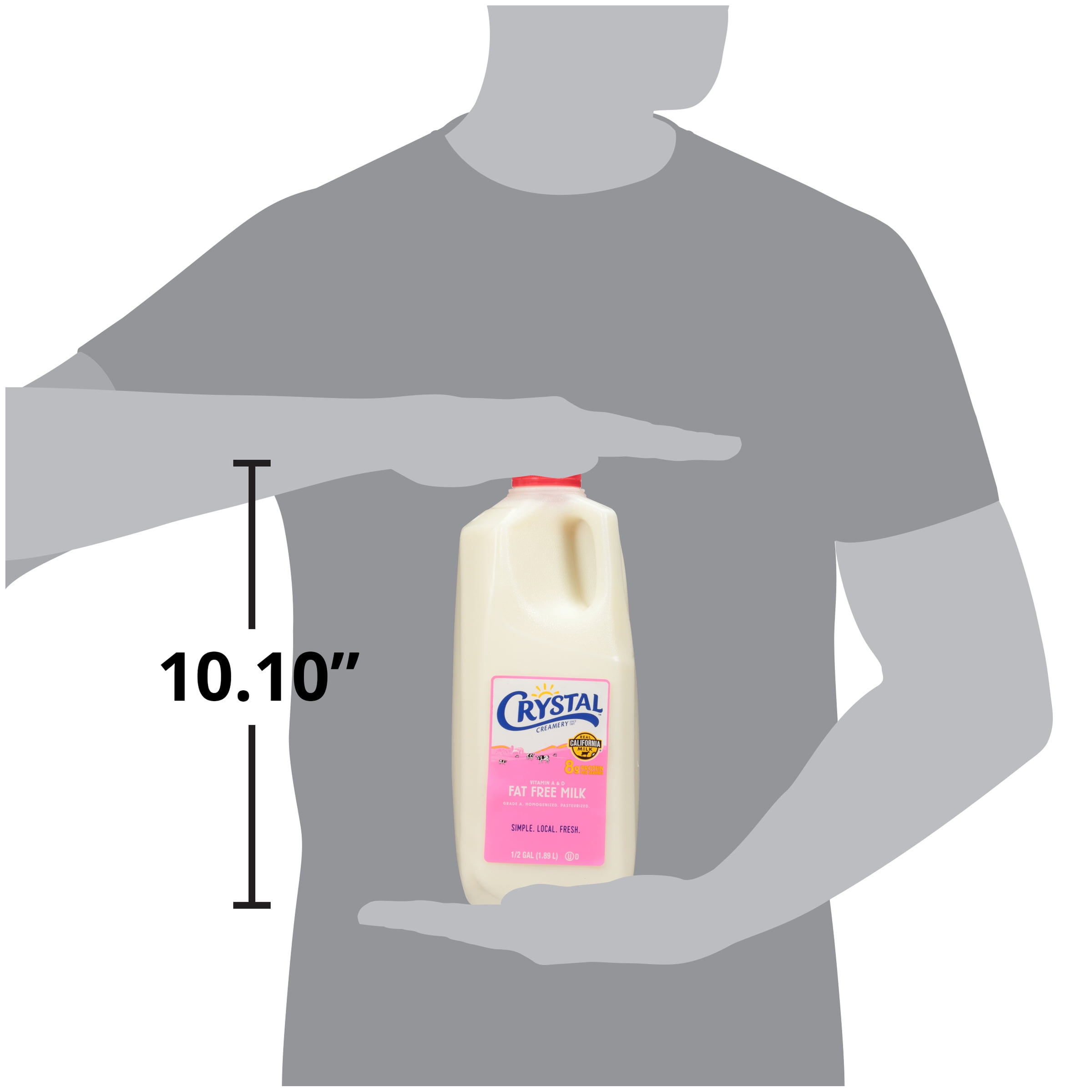 Crystal Creamery Real California Fat Free Milk, Gluten Free, 64 fl oz