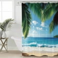 thumbnail image 2 of Small Stall Shower Curtain 36x78 Inch Narrow Half Size Summer Beach Coastal Bath Curtains Bathroom Decor Palm Tree Sandy Vacation Waterproof Fabric Shower Curtain Set with Hooks 36 Inch, 2 of 6