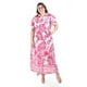 thumbnail image 5 of Vestido largo estampado hojas Roman Fashion /Tallas Extras, 4338 (Fiusha hojas) fucsia 42, 5 of 6