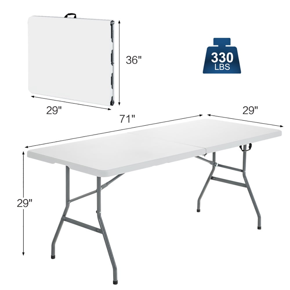 Aimee Lii Portable Folding Camping Table with Carrying Handle for Picnic, Picnic Camping Table for Family, White Aimee Lii Portable Folding Camping Table with Carrying Handle for Picnic, Picnic Camping Table for Family, White