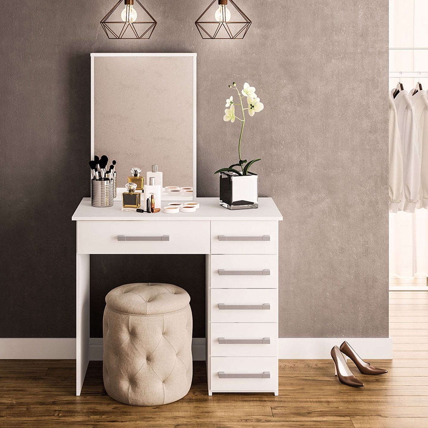 Boahaus Sofia Modern Vanity Table With, White Vanity Dresser