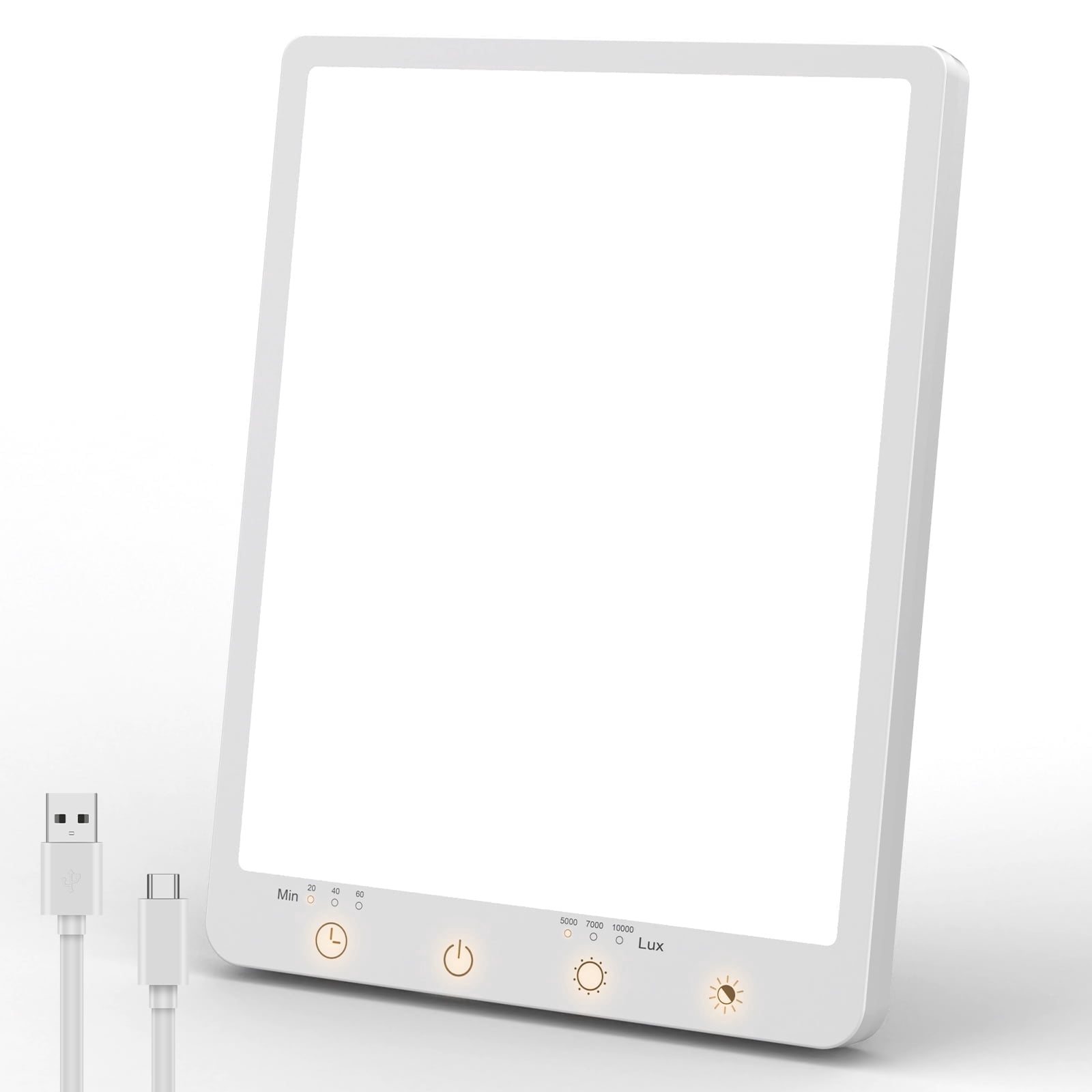 10000 Lux Light Therapy Lamp, UV-Free LED, 3 Color Temperatures, 3 Adjustable Brightness, Timer, Hanging Hole, Type-C for Home Office Travel