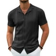 thumbnail image 5 of COOFANDY Men Short Sleeve Knit Shirt Vintaged Button Down Shirts Casual Summer Shirts, 5 of 8