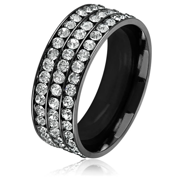 West Coast Jewelry Men's Crystal Stone Black Plated Band Ring (8mm)