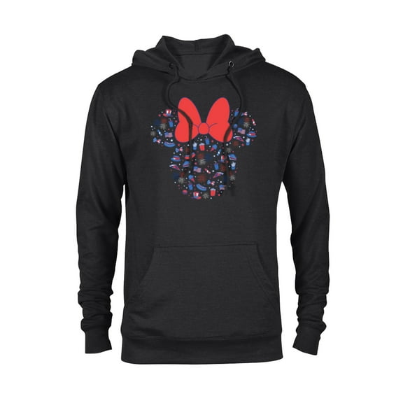 Disney Minnie Mouse Head Icon Americana 4th of July Treats- Pullover Hoodie for Adults - Customized-Black