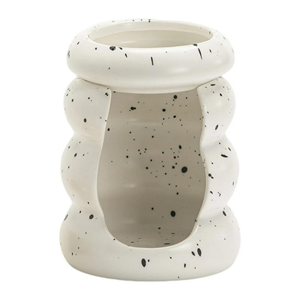 Quemador de aceite esencial de cerámica, portavelas para velas de té, decoración del hogar, difusor de aceite nórdico multiusos para fiestas, bodas y Punto negro blanco