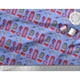 thumbnail image 2 of Soimoi Blue Silk Fabric London Theme Architectural Printed Fabric 1 Yard 42 Inch Wide, 2 of 3