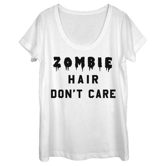 Women's Lost Gods Halloween Zombie Hair Don't Care Scoop Neck White X Large