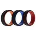 thumbnail image 1 of Juego de anillos de boda de silicona de 2 capas de línea media - Negro por ROQ para hombres - Anillo de 3 x 12 mm, 1 of 1