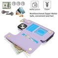thumbnail image 3 of Wallet Case for iPhone 13 with Shoulder Strap & RFID Blocking Card Slots Holder Kickstand & Finger Ring, Magnetic Flip Folio Zipper Purse Case, PU Leather Cover Handbag, Violet, 3 of 8