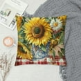 thumbnail image 2 of Sunflower Chicken Throw Pillow Cover,Vintage Western Texas Star Pillow Cover,Red White Buffalo Plaid Cushion Case,Chick Rooster Floral Decorative Pillowcase, 2 of 5