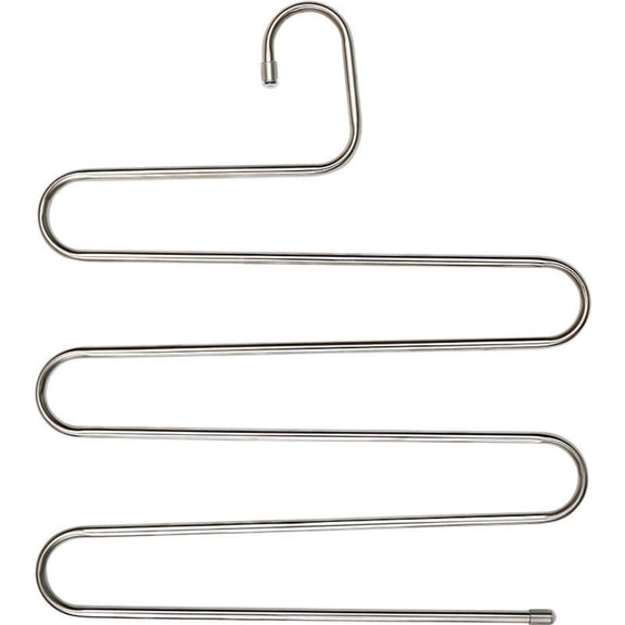 Pants Hangers, Non-Slip S-Shape, Trousers Hangers, Stainless Steel Clothes Hangers, Closet Storage Organizer for Pants Jeans Scarf, 1 Pcs, 13.0x14.5"