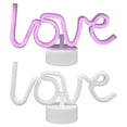 thumbnail image 2 of Letrero de neón LED con luz de neón Love Pink que funciona con pilas y base para el hogar, el dormitorio y la habitación de los niños, 2 of 15