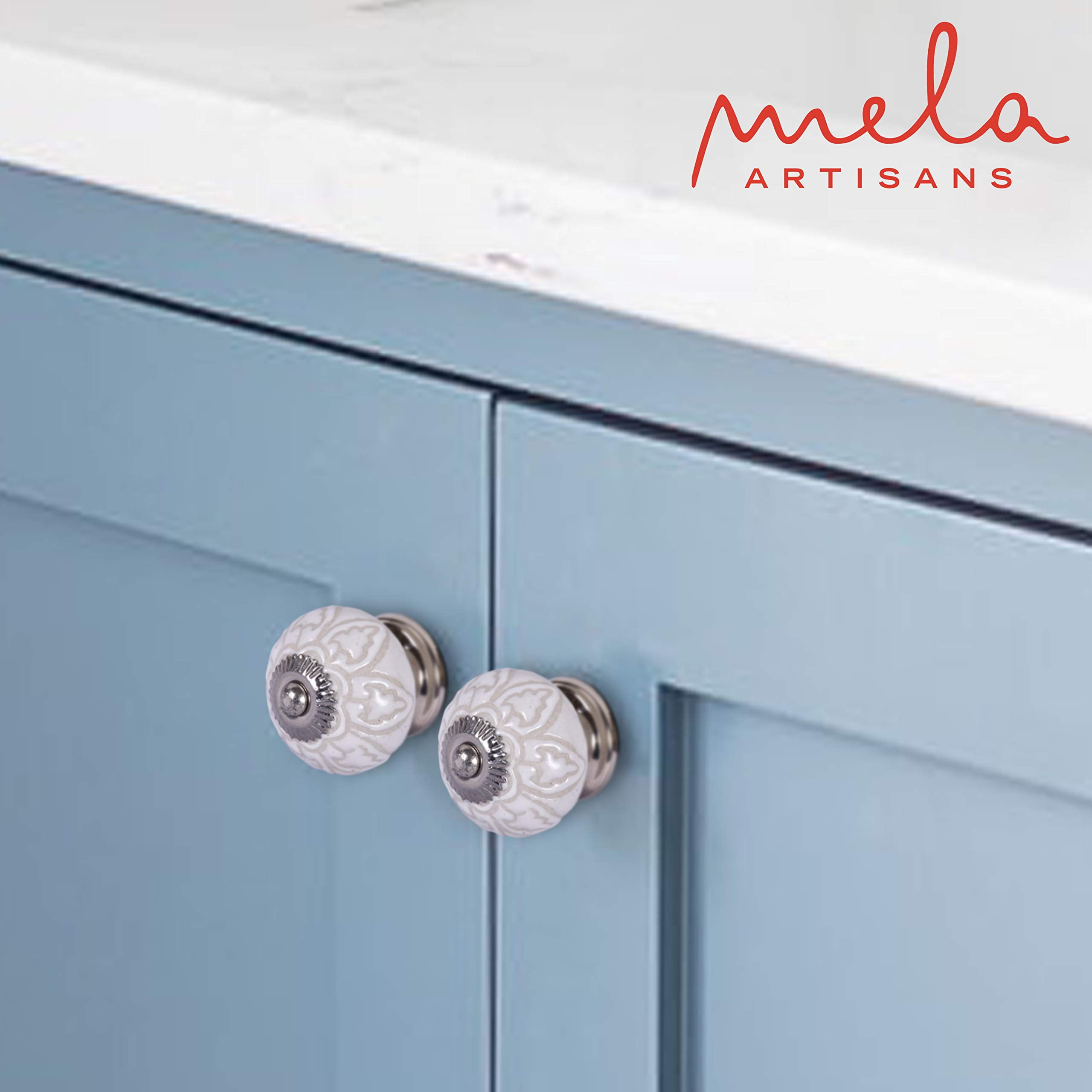 Mela Artisans 12-Pack Ceramic Kitchen Cabinet Knobs - Sweet Pea White