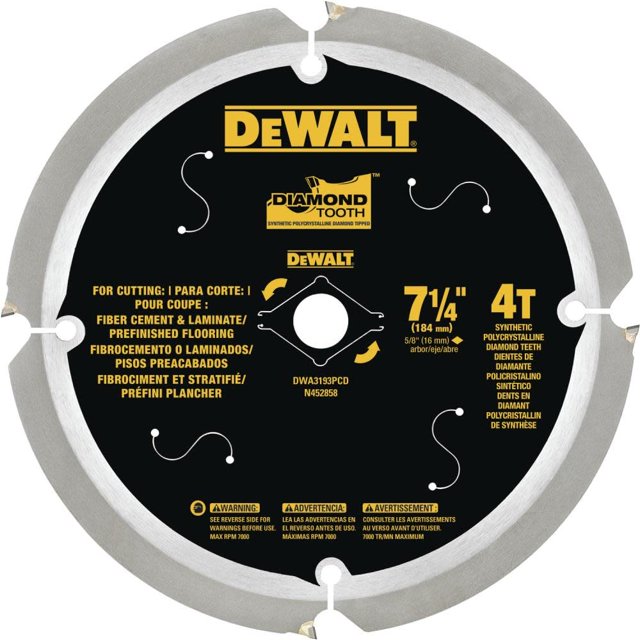 Hoja de sierra circular DEWALT DWA3193PCD para cemento de 7 1/4 pulgadas