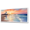 thumbnail image 2 of Designart "Serene Lighthouse Scene Orange Sunset on the Coast II" Oversized Coastal Framed Wall Art - Coastal Orange Coastal Beach Living Room Framed Canvas Art, 2 of 6