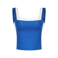 thumbnail image 1 of ATHLECHIC Top de tanque corto ajustado para mujer, con escote cuadrado y bloque de color, camisón deportivo para el verano, color azul real, 1 of 5