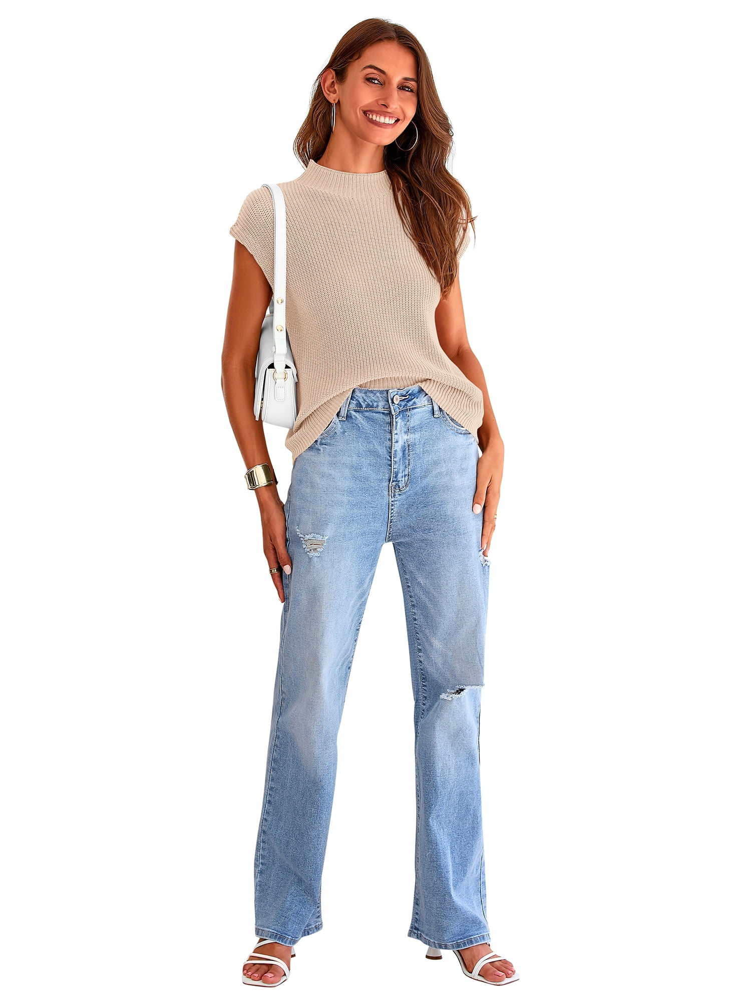 PRETTYGARDEN Women's Short Sleeve Mockneck Sweater, Sizes S-XXL