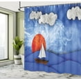 thumbnail image 5 of Ambesonne Nautical Shower Curtain, Ship on Misty Waters, 69"Wx84"L, Blue Orange White, 5 of 5