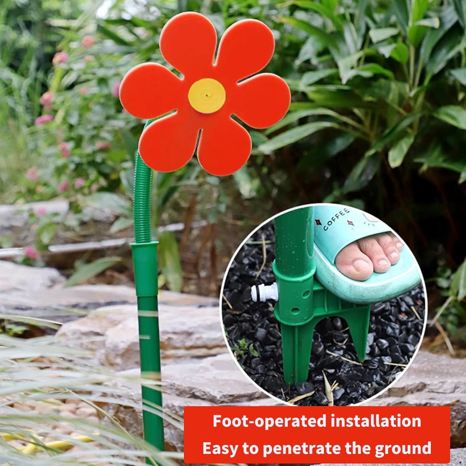 Dancing Flower Sprinkler, 360° Rotating Crazy Daisy Lawn Sprinkler for Yard Watering, Funny Water Toy for Dogs & Kids, Garden Hose Attachable