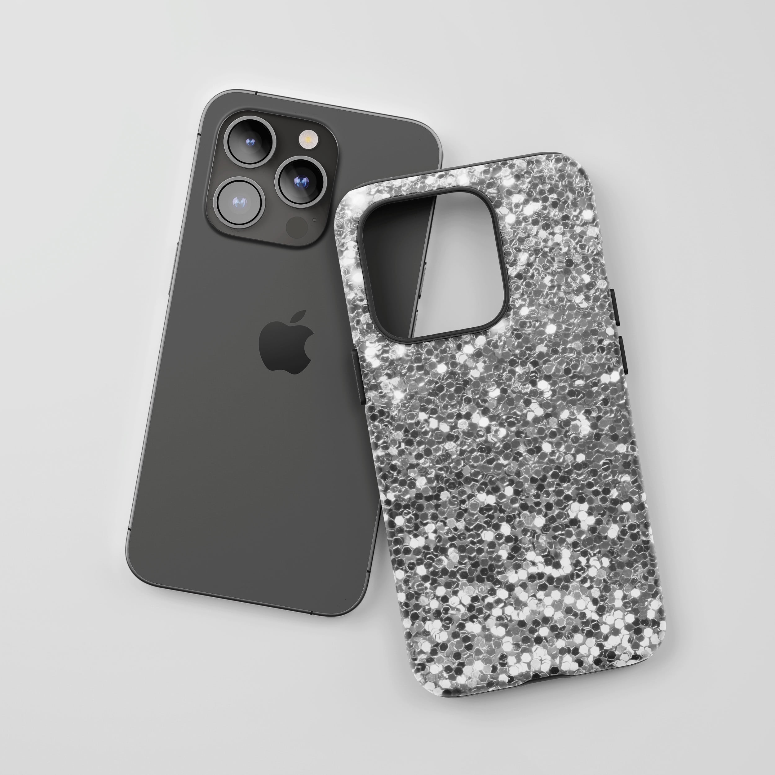 Glitter For All iPhone Series Tough Phone Case Sparkle Silver