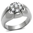 thumbnail image 1 of Men High Polished Stainless Steel Ring with AAA Grade CZ in Clear - Size 12, 1 of 1