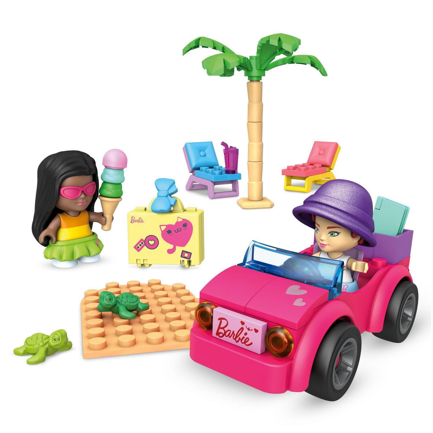Mega Construx Barbie Convertible Beach Adventure Toy Building Set (70 Pieces)
