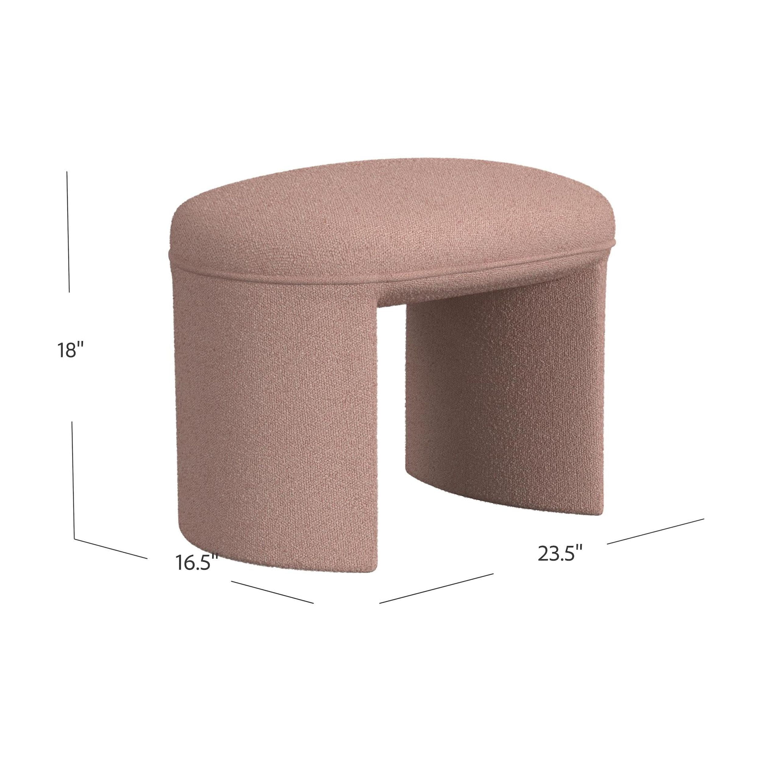 HomePop Quinn Upholstered Ottoman, Pink Boucle