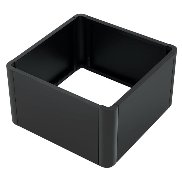 Heavy Duty Steel Planter Box – 20" Square, Raised Garden Bed, Rounded Corners, Open Base, Modern Black Metal, Snap-Together Assembly, For Patio, Balcony, Garden, 52x52x30cm, Bottomless