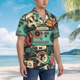 thumbnail image 3 of Pofeuu Retro Pop Art Collage Print Hawaiian Shirt for Men Sleeves Casual Button Down Summer Beach Dress Shirts T-Shirts,Large, 3 of 7