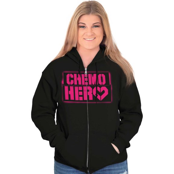 Breast Cancer Chemo Hero BCA Heart Zip Hoodie Sweatshirt Women Brisco Brands S