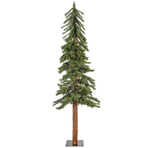 Pemberly Row 60" Plastic Natural Bark Alpine Artificial Christmas Tree in Green