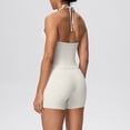 thumbnail image 3 of ZUKMRJPC Women 2 Piece Workout Sets Solid Color High Waisted Biker Shorts Halter Tank Tops Slim Fitted Stretchy Yoga Gym Athletic Sets, 3 of 4