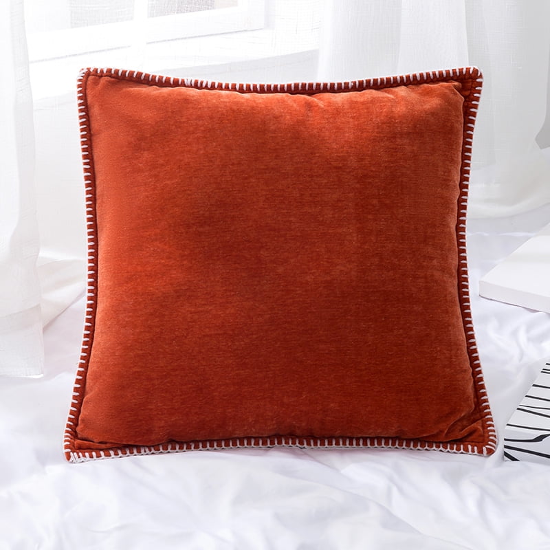 Decorative Throw Pillow Case Cover 18x18 inch Solid Color Chenille